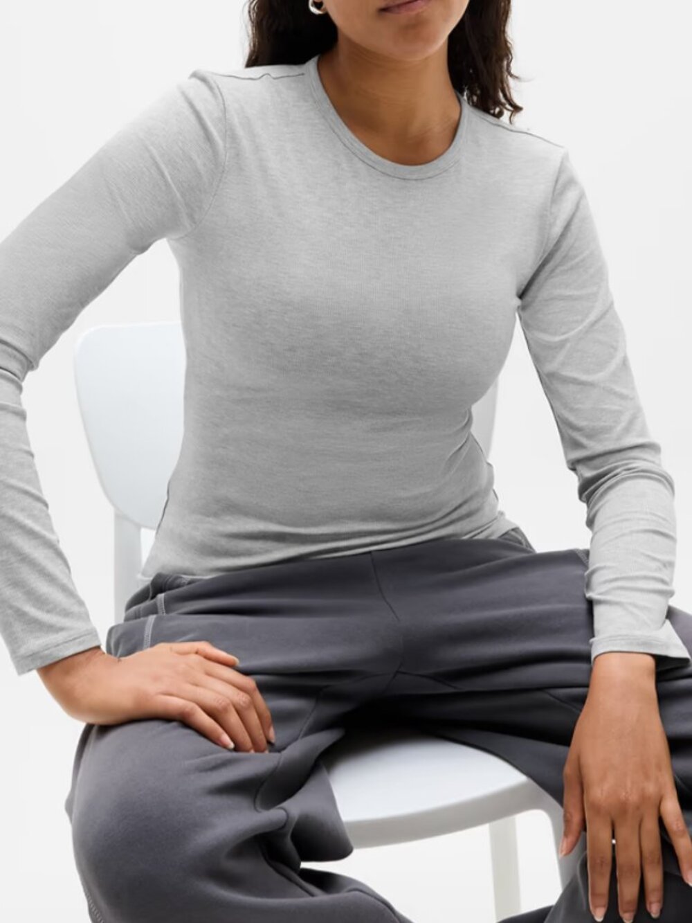 NWT Athleta Signature Rib Top Grey Heather Size Small